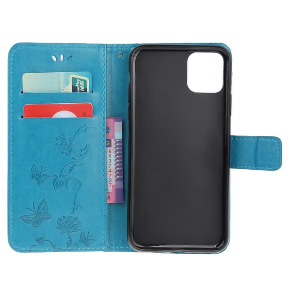 Läderfodral Fjärilar iPhone 13 Mini Blå
