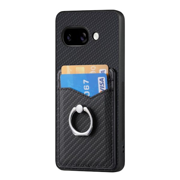 Cover til Google Pixel 9a Kortlomme + Ring Kulfibertekstur