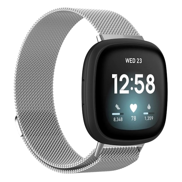 Milanese Loop Rem Fitbit Versa 4/Sense 2 Sølv (L)