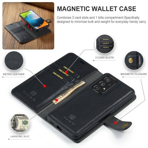 DG.MING 2-in-1 Magnet Wallet Samsung Galaxy A53 Black