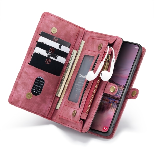 CaseMe Multi-Slot 2 i 1 Plånboksfodral Galaxy S22 Plus Punainen