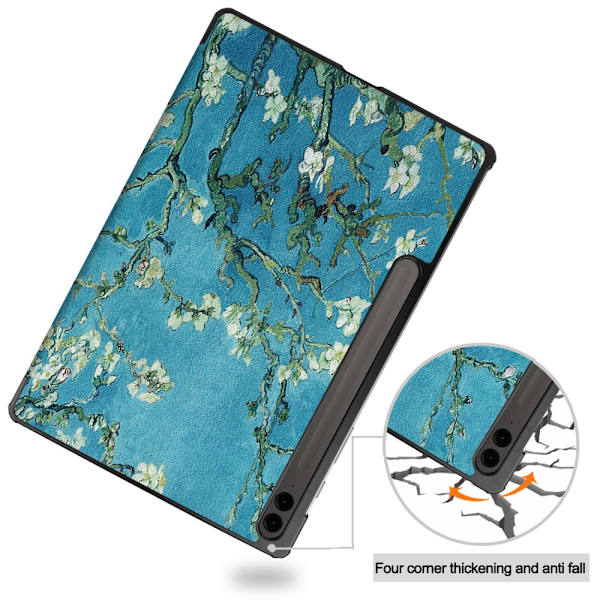 Samsung Galaxy Tab S9 FE Plus Fodral Tri-fold Körsbärsblommor