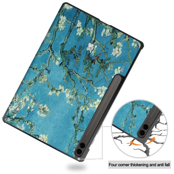 Samsung Galaxy Tab S9 FE Plus -kotelo, kolminkertainen, kirsikankukat