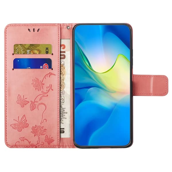 Läderfodral Fjärilar Samsung Galaxy A14 Rosa