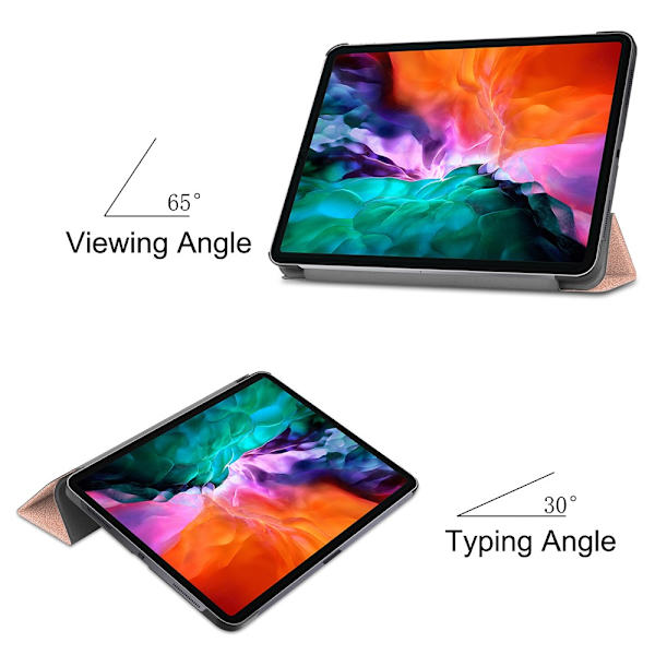 iPad Pro 12.9 6. sukupolvi (2022) -kotelo, kolminkertainen, vaaleanpunainen