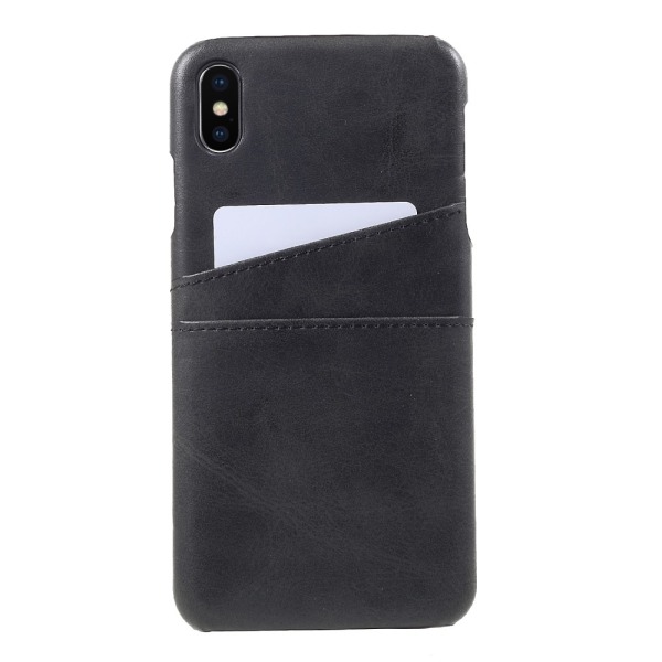 Læderskal med kortholder iPhone XS Max Sort