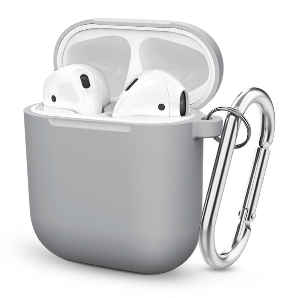 Silikonskal Med Karbinhake Apple AirPods Grå