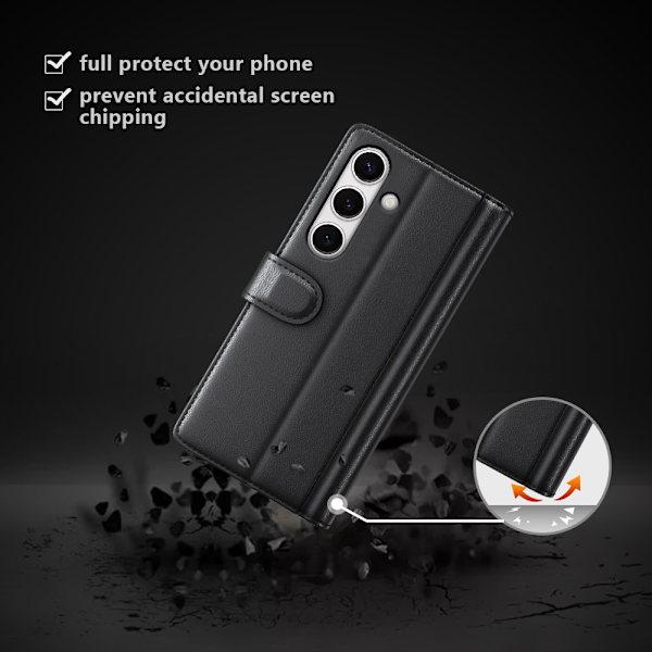 Äkta Läderfodral Samsung Galaxy S24 FE Svart