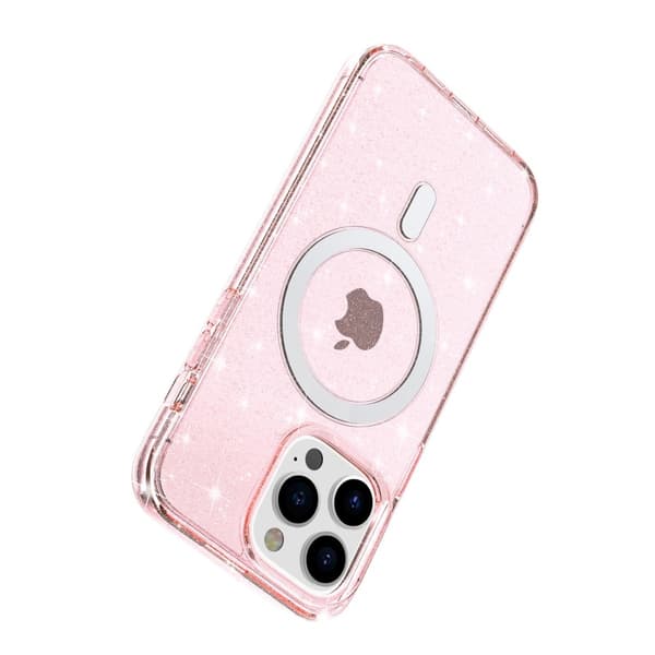 Glitter MagSafe Skal iPhone 14 Pro Transparent Rosa