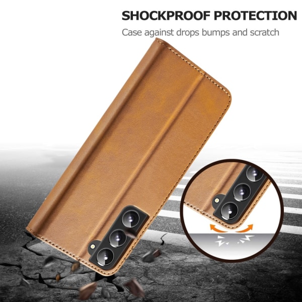 LC.IMEEKE Plånboksfodral Samsung Galaxy S22 Cognac