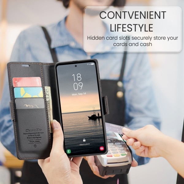 CaseMe Slim Plånboksfodral RFID-skydd Samsung Galaxy S23 FE Svar