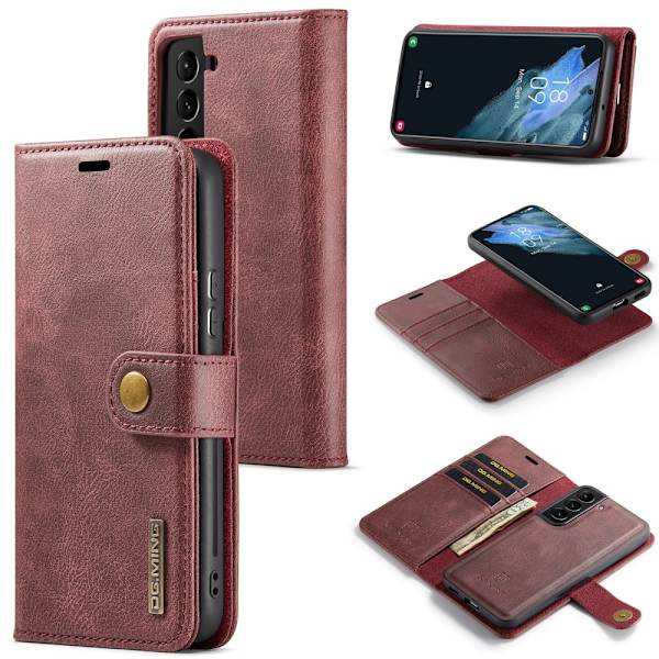 DG.MING 2-in-1 Magnet Wallet Samsung Galaxy S24 Plus Red