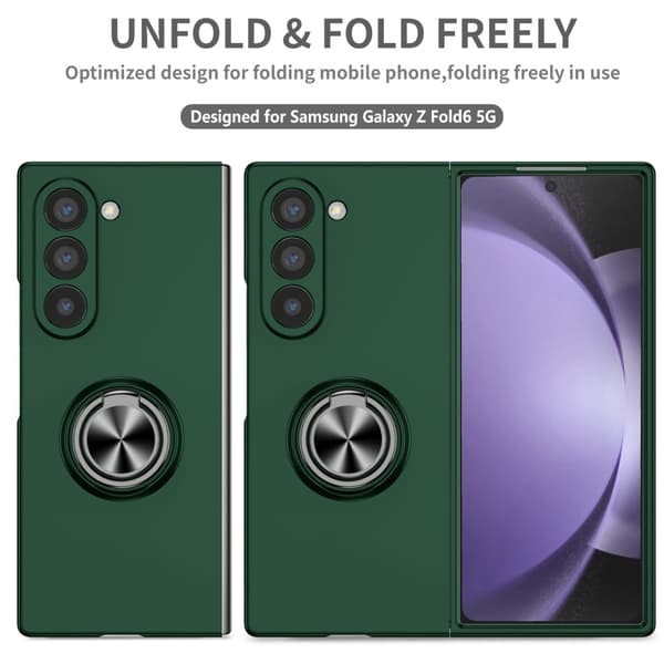 Samsung Galaxy Z Fold 6 Cover med Magnetisk Ringholder Grøn