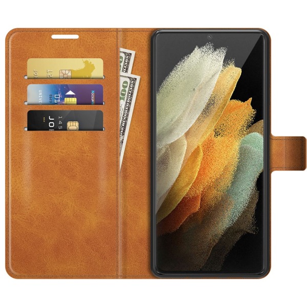 Nahkainen lompakkokotelo Samsung Galaxy S22 Ultra Cognac