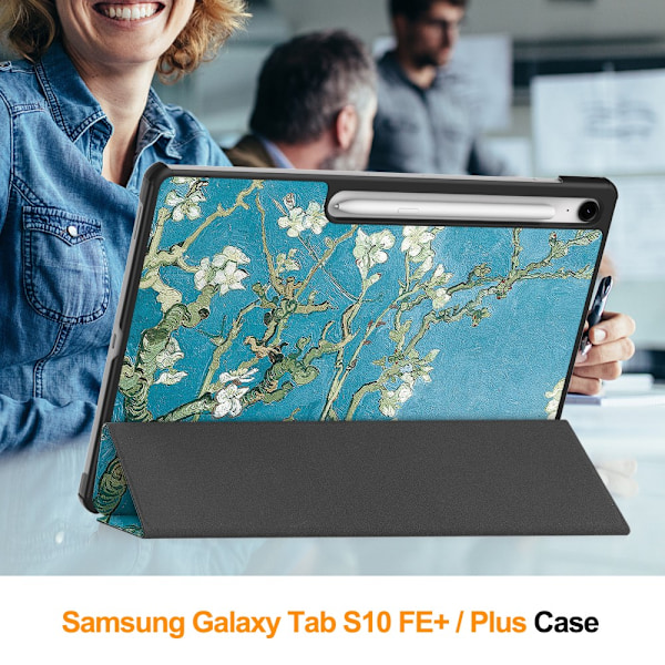 Samsung Galaxy Tab S10 FE Plus Kotelo Tri-fold Kirsikankukat