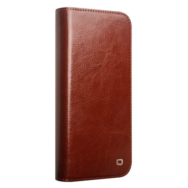 Qialino Plånboksfodral Läder iPhone 16 Brun