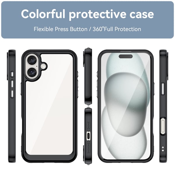 Hybrid Edge Case iPhone 16 Plus Musta