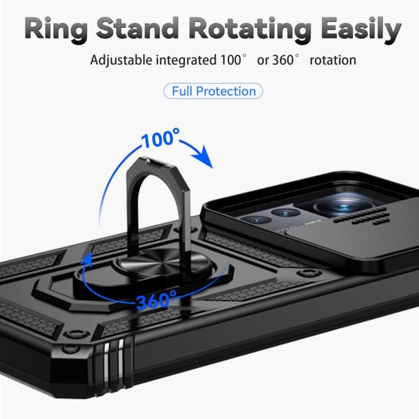 Hybridskal Xiaomi 12T Pro Ring + Kamerabeskyttelse Sort