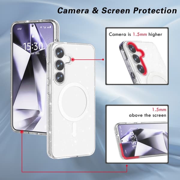 Glitter MagSafe Skal Samsung Galaxy S25 Plus Transparent