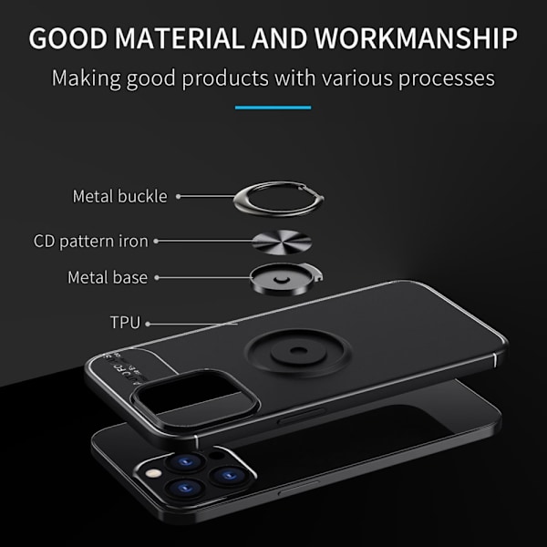 Etui med Ringholder til iPhone 14 Pro Max Sort
