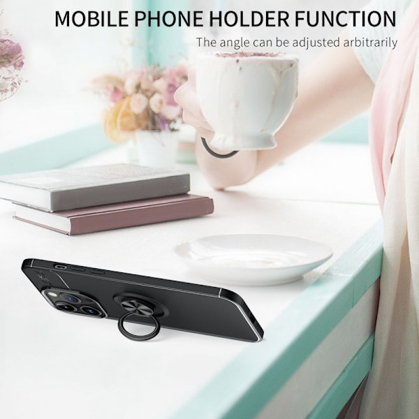Etui med Ringholder til iPhone 15 Pro Sort