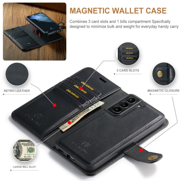 DG.MING 2-i-1 Magnet Pung Samsung Galaxy S24 Sort