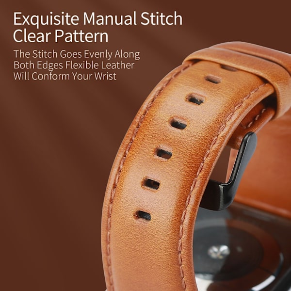 Dux Ducis Nahkainen ranneke Apple Watch Series 10 42mm Cognac