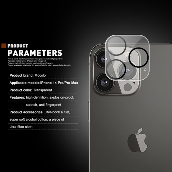 Mocolo Heltækkende Kamerabeskyttelse iPhone 14 Pro Hærdet Glas