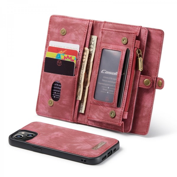 CaseMe Multi-Slot 2 i 1 Plånboksfodral iPhone 13 Mini Punainen