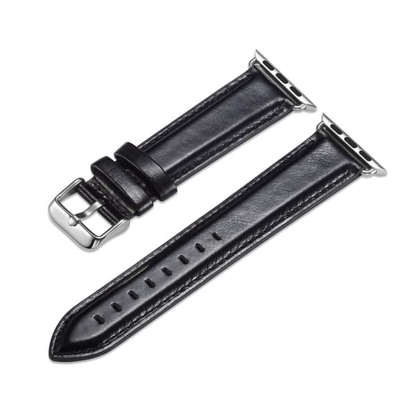 Premium Läder Band Apple Watch Series 11 46mm Svart
