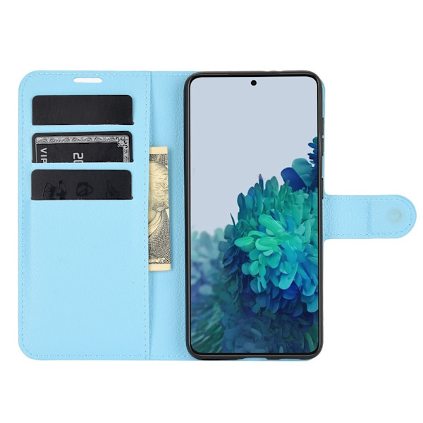 Samsung Galaxy S21 -puhelimen sininen nahkainen suojakotelo
