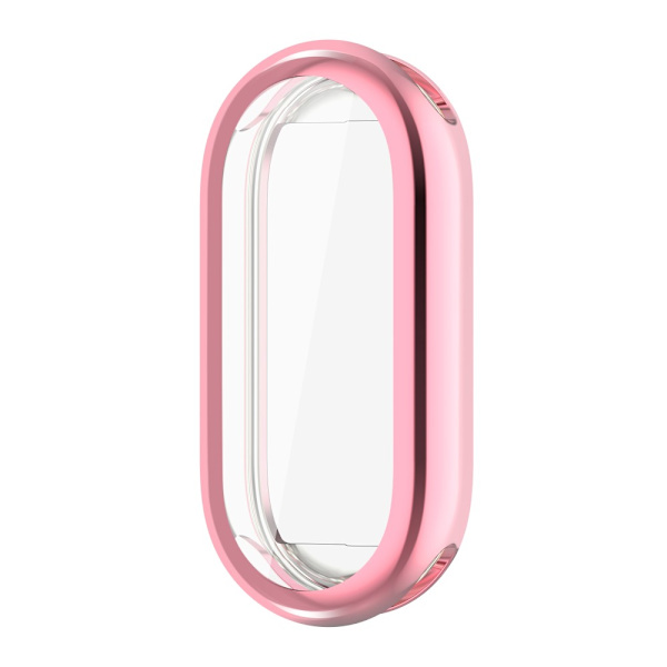 Xiaomi Smart Band 8:lle tarkoitettu läpinäkyvä TPU-kotelo, jossa on ruusukullanvärinen kehys
