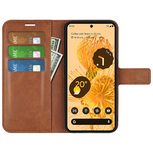 Nahkainen lompakkokotelo Google Pixel 7 Prolle, ruskea