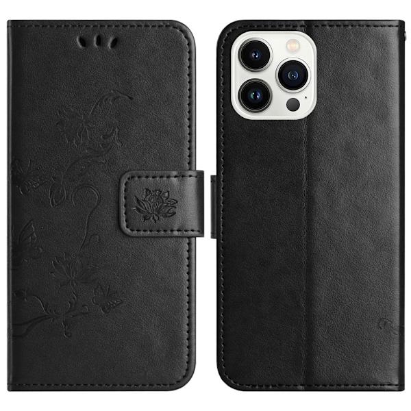 Läderfodral Fjärilar iPhone 16 Pro Max Svart