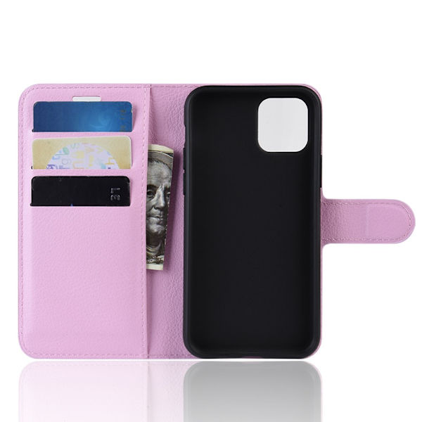 iPhone 11 Pro -puhelimen nahkainen suojakotelo, vaaleanpunainen