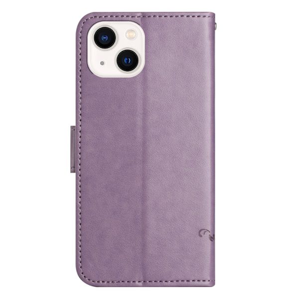 Läderfodral Fjärilar iPhone 15 Lila