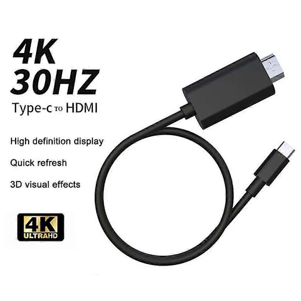 USB Type-C til HDMI Konverterkabel 4K 30Hz Til Telefonforbindelse til TV Adapter db