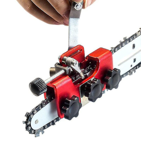 Kædesavssliber, bærbar kædesavskædesliber træbearbejdning slibeskive elektrisk kædesavssliber værktøj  [dB} Red and 3 Head
