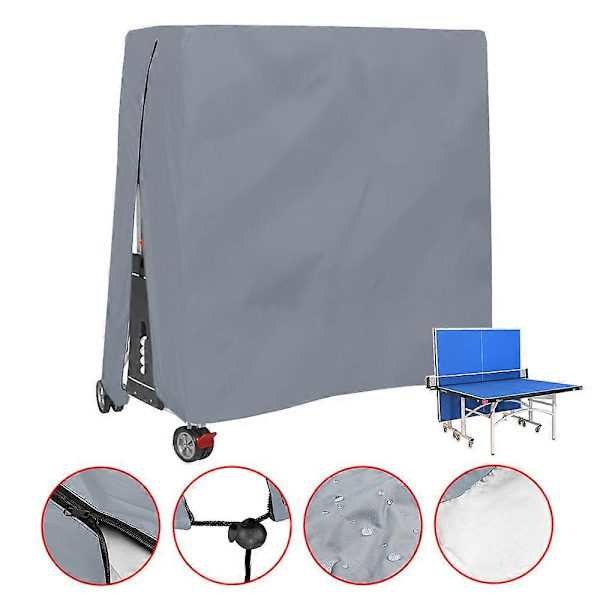 Udendørs Vandtæt og Støvtæt Bordtennisbord Cover Bordtennisbord Cover 165x70x185cm [DB] Grey