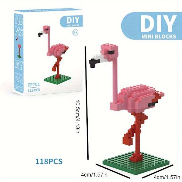 DIY MINI Byggeklodser Fugleserie Uddannelsesmæssige Samlelegetøj Jule- og Fødselsdagsgaver Til Børn db Flamingo