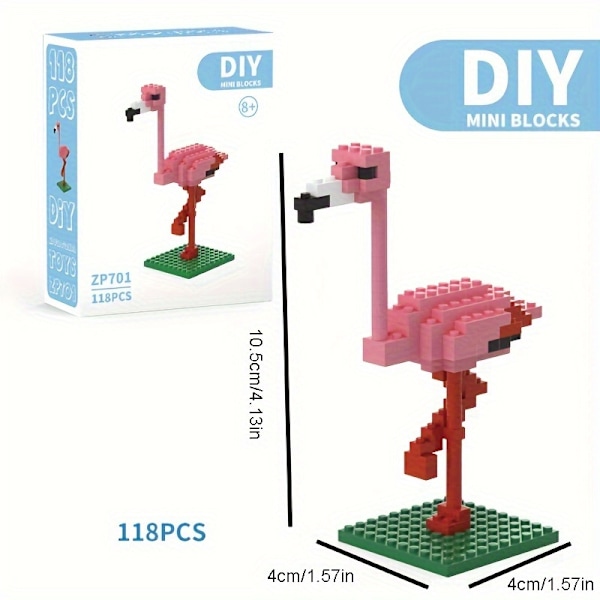 DIY MINI Byggeklosser Fugleserie Utdannende Monteringsspill Juler og Bursdagsgaver For Barn db Flamingo