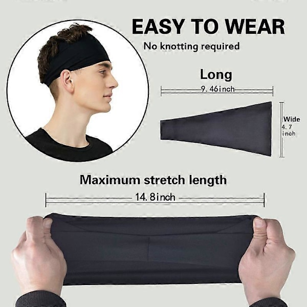 Sportpannband för män (5-pack), fukttransporterande träningspannband [db]