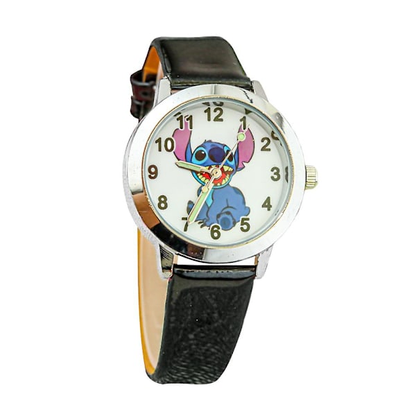 Disney Lilo & Stitch Klokker Kvarts Armbåndsur Analog Barn Gutter Jenter Barn Tegneserie Bursdag Jul Fest Kreative Gaver {db} Black