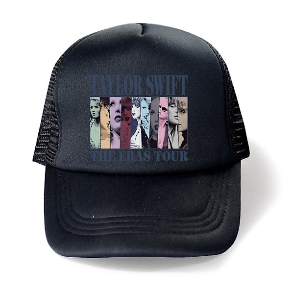 Taylor Swift-inspirerade kepsar för barn, pojkar och flickor, halvnät, snapback, truckerkeps, sommar, baseballkeps, justerbar, present [DB] Black