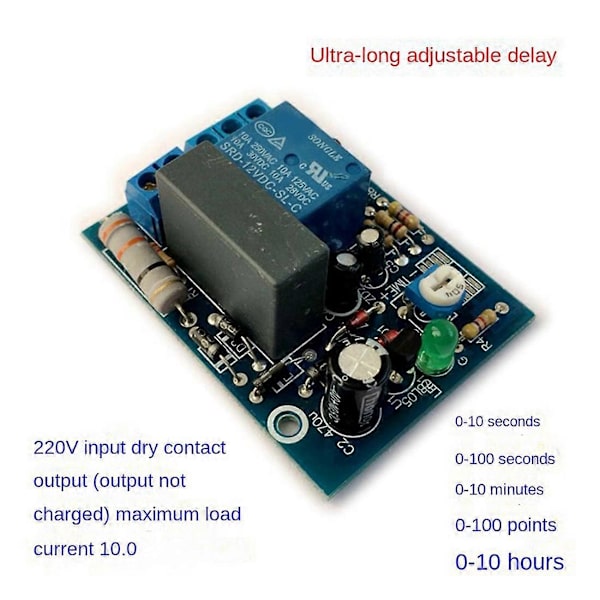 AC 220V Säädettävä Ajastimen Viivekytkin Kytke Päälle/Pois Aika Relaay-moduuli Uusi (0-10 Minuuttia) [DB] As Shown