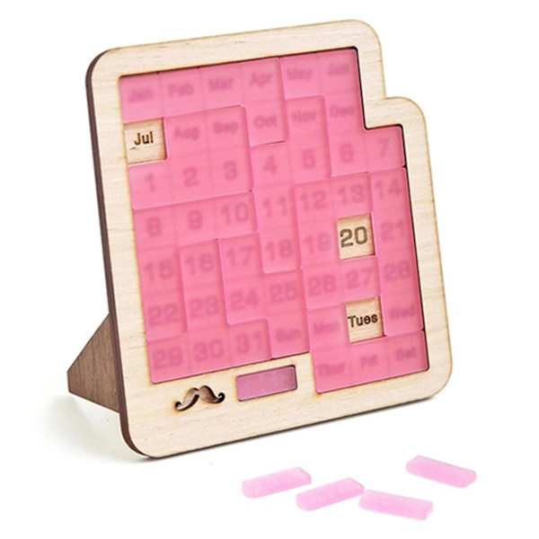 Daglig kalenderpussel Träkalender Spela ett annat pussel för att visa db Pink