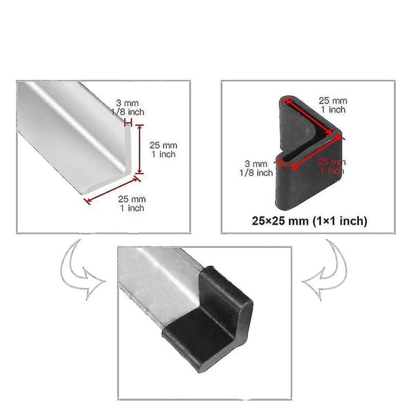 Db 20 stk. 30mm X 30mm L-formede sorte gummifødder til møbler