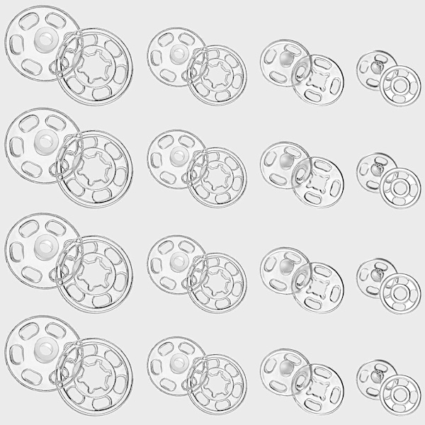 100 par tryckknappar - transparenta, DIY-knappar