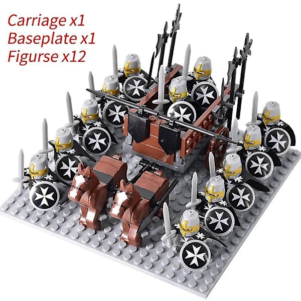 Mini actionfigurer af middelalderlige riddere, byggeklodser, romersk vogn, karet, soldat, krigshest, klodser, legetøj til børn, gave Db Set 45