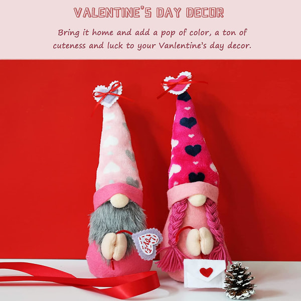 Valentinsdag plys, søde håndlavede ornamenter til Valentinsdag (2 stk)